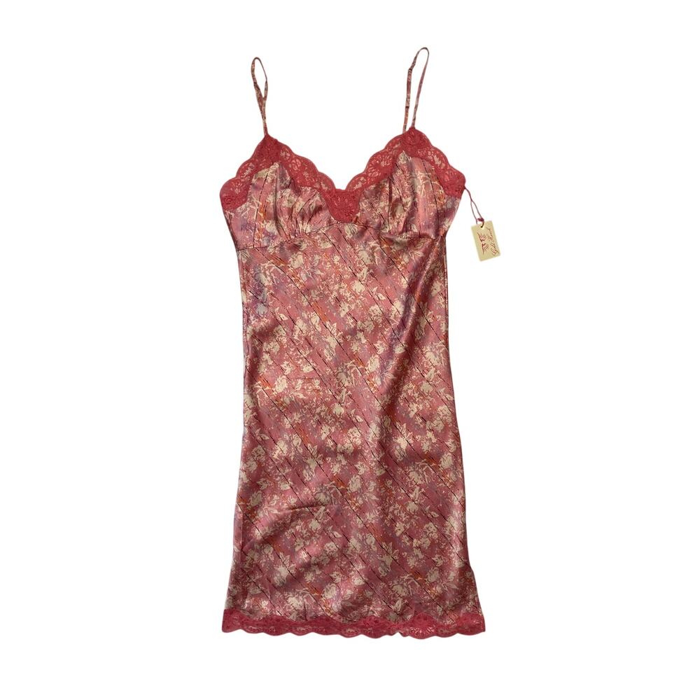 Gold Hawk Pink Printed Silk Slip Dress - Deadstock